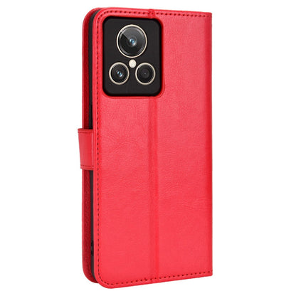 For Realme GT2 Explorer Master 5G TPU+PU Leather Wallet Phone Cover Crazy Horse Texture Stand Phone Shell with Strap