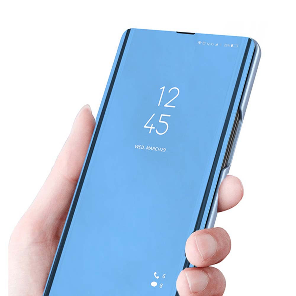 For Nothing phone (1) 5G View Window PU Leather Protective Case Electroplate Mirror Surface Phone Stand Cover