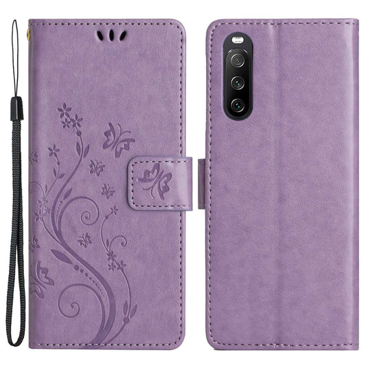 For Sony Xperia 10 IV 5G Imprinted Butterflies PU Leather Mobile Phone Flip Wallet Cover Stand Full Protection Phone Case