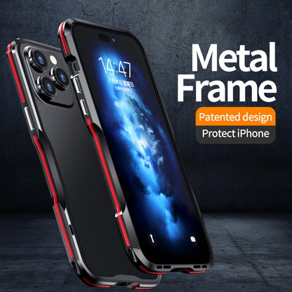 LUPHIE for iPhone 14 Pro Max 6.7 inch Drop-proof Metal Frame Anti-collision Phone Bumper Case