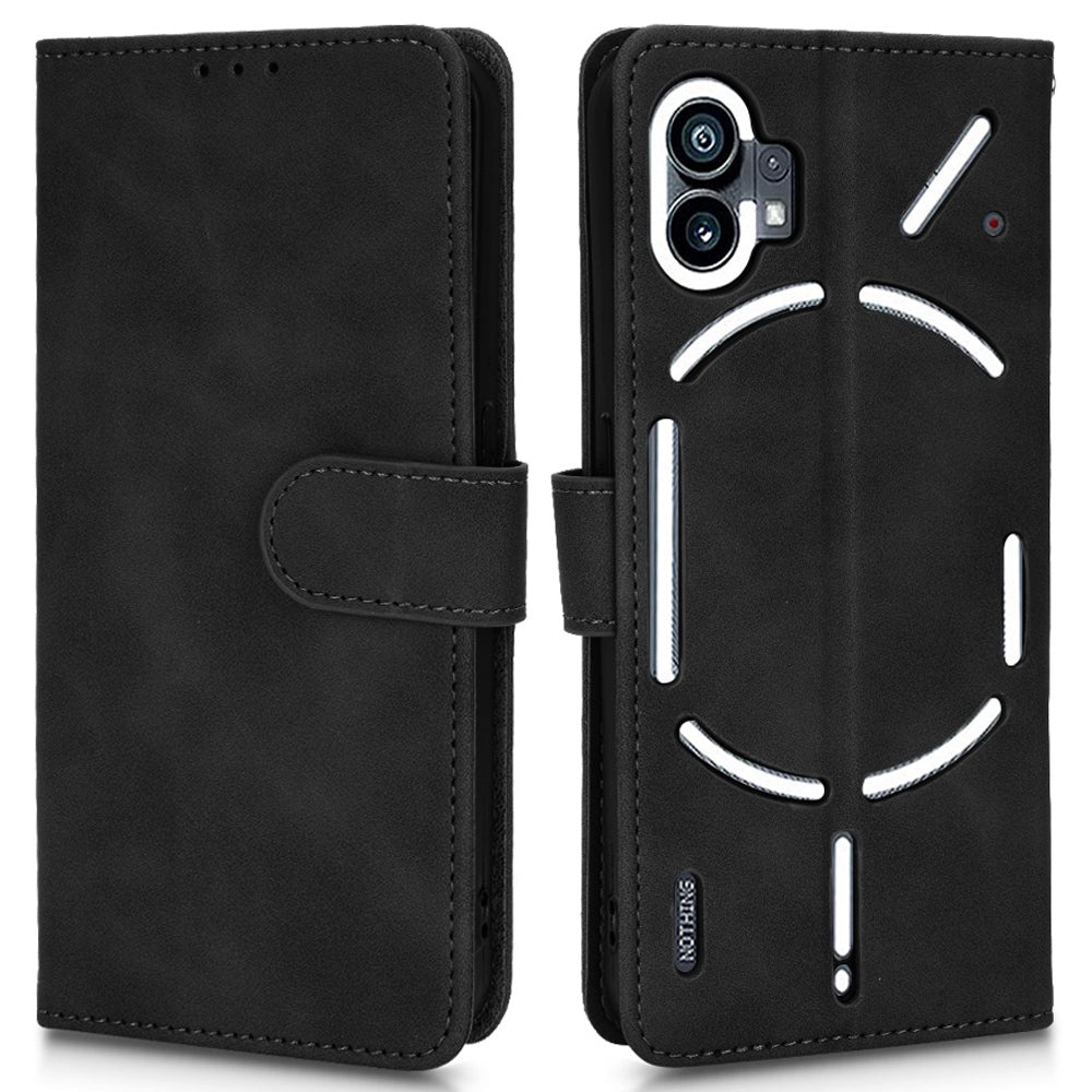 For Nothing phone (1) 5G Anti-drop Phone Flip Case Skin-touch Feeling Full Protection PU Leather Stand Magnetic Clasp Phone Cover with Strap