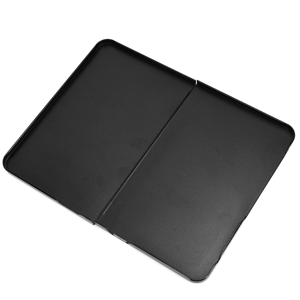 For Microsoft Surface Duo Anti-fall Folio Flip Grid Imprinted Leather Coated PC Protector Phone Case