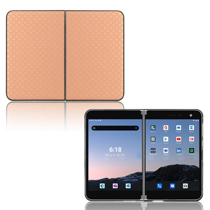 For Microsoft Surface Duo Anti-fall Folio Flip Grid Imprinted Leather Coated PC Protector Phone Case