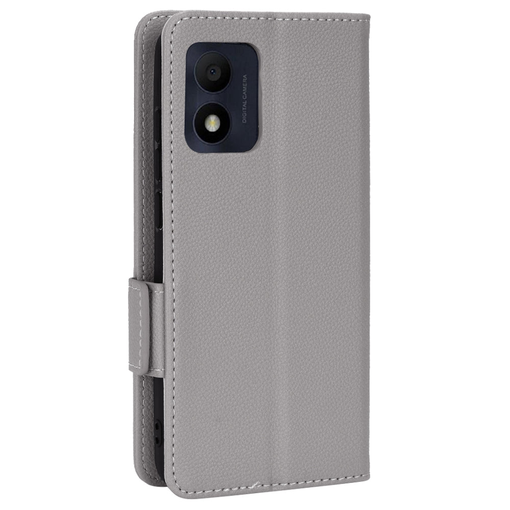 Litchi Texture Phone Cover for Alcatel 1B (2022) / TCL 303, PU Leather Folio Flip Case with Wallet Stand