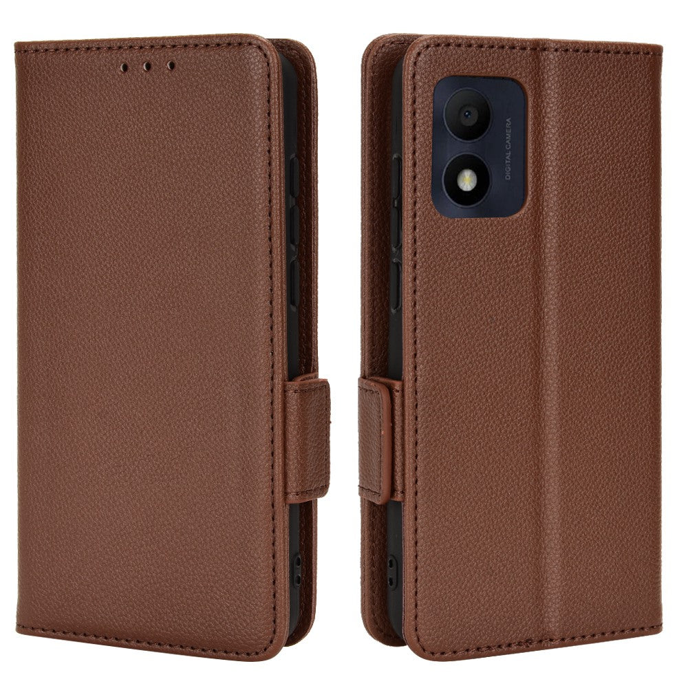 Litchi Texture Phone Cover for Alcatel 1B (2022) / TCL 303, PU Leather Folio Flip Case with Wallet Stand