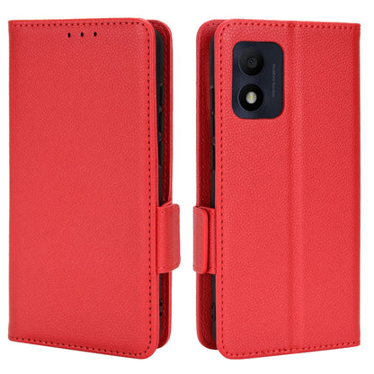 Litchi Texture Phone Cover for Alcatel 1B (2022) / TCL 303, PU Leather Folio Flip Case with Wallet Stand