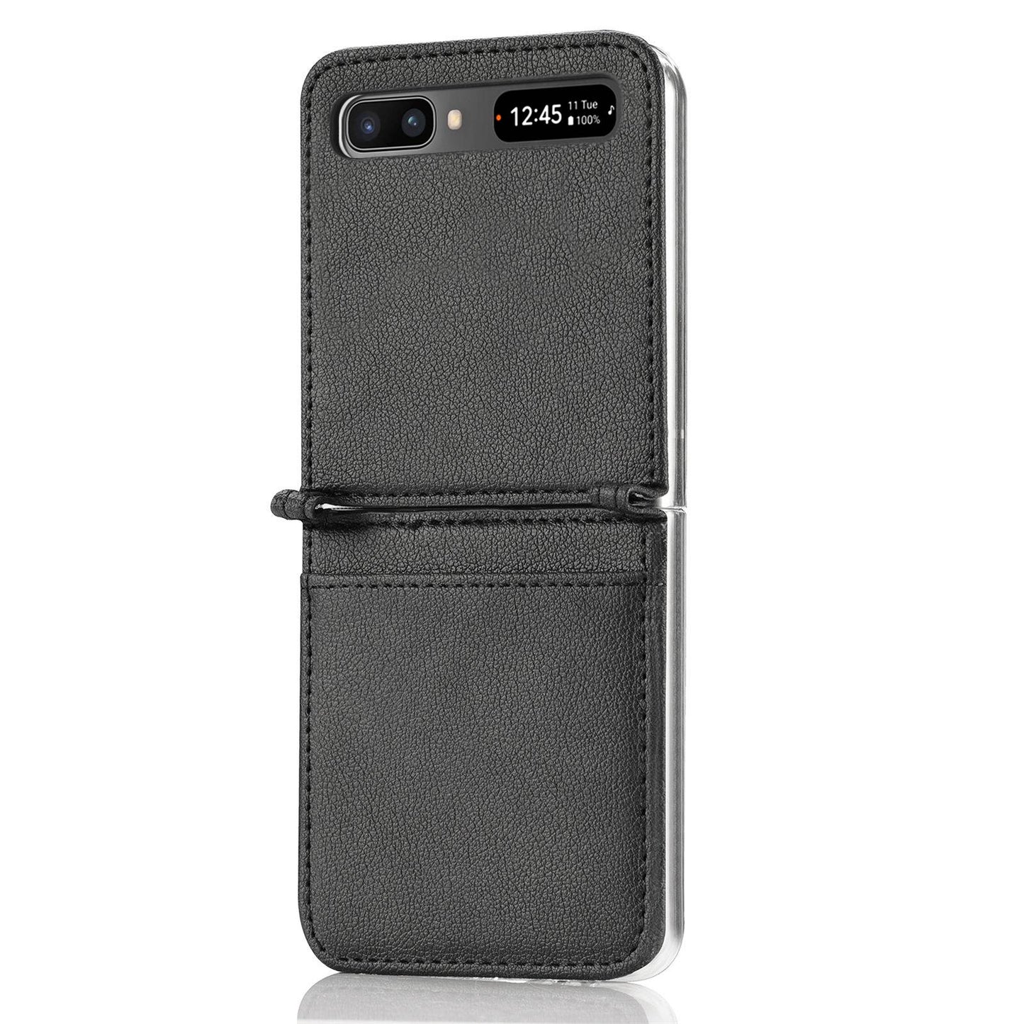 For Samsung Galaxy Z Flip 5G Ultra Slim Phone Case Drop-proof PU Leather Coated PC Phone Cover Card Holder