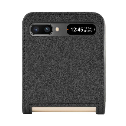 For Samsung Galaxy Z Flip 5G Ultra Slim Phone Case Drop-proof PU Leather Coated PC Phone Cover Card Holder