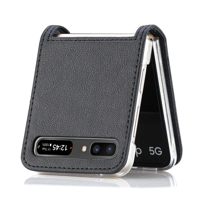 For Samsung Galaxy Z Flip 5G Ultra Slim Phone Case Drop-proof PU Leather Coated PC Phone Cover Card Holder