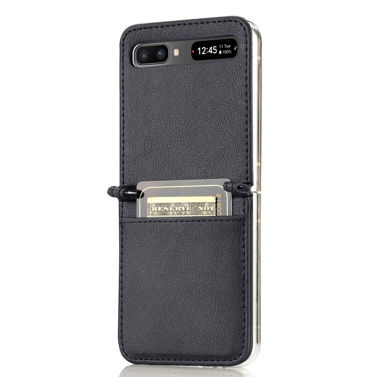 For Samsung Galaxy Z Flip 5G Ultra Slim Phone Case Drop-proof PU Leather Coated PC Phone Cover Card Holder