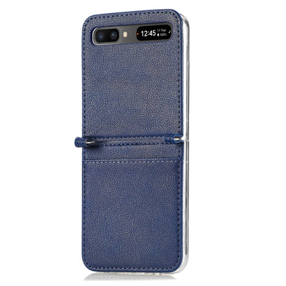 For Samsung Galaxy Z Flip 5G Ultra Slim Phone Case Drop-proof PU Leather Coated PC Phone Cover Card Holder