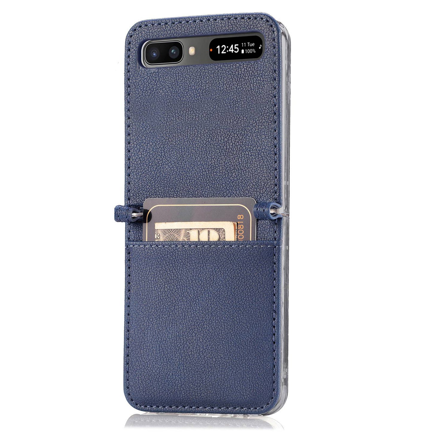 For Samsung Galaxy Z Flip 5G Ultra Slim Phone Case Drop-proof PU Leather Coated PC Phone Cover Card Holder