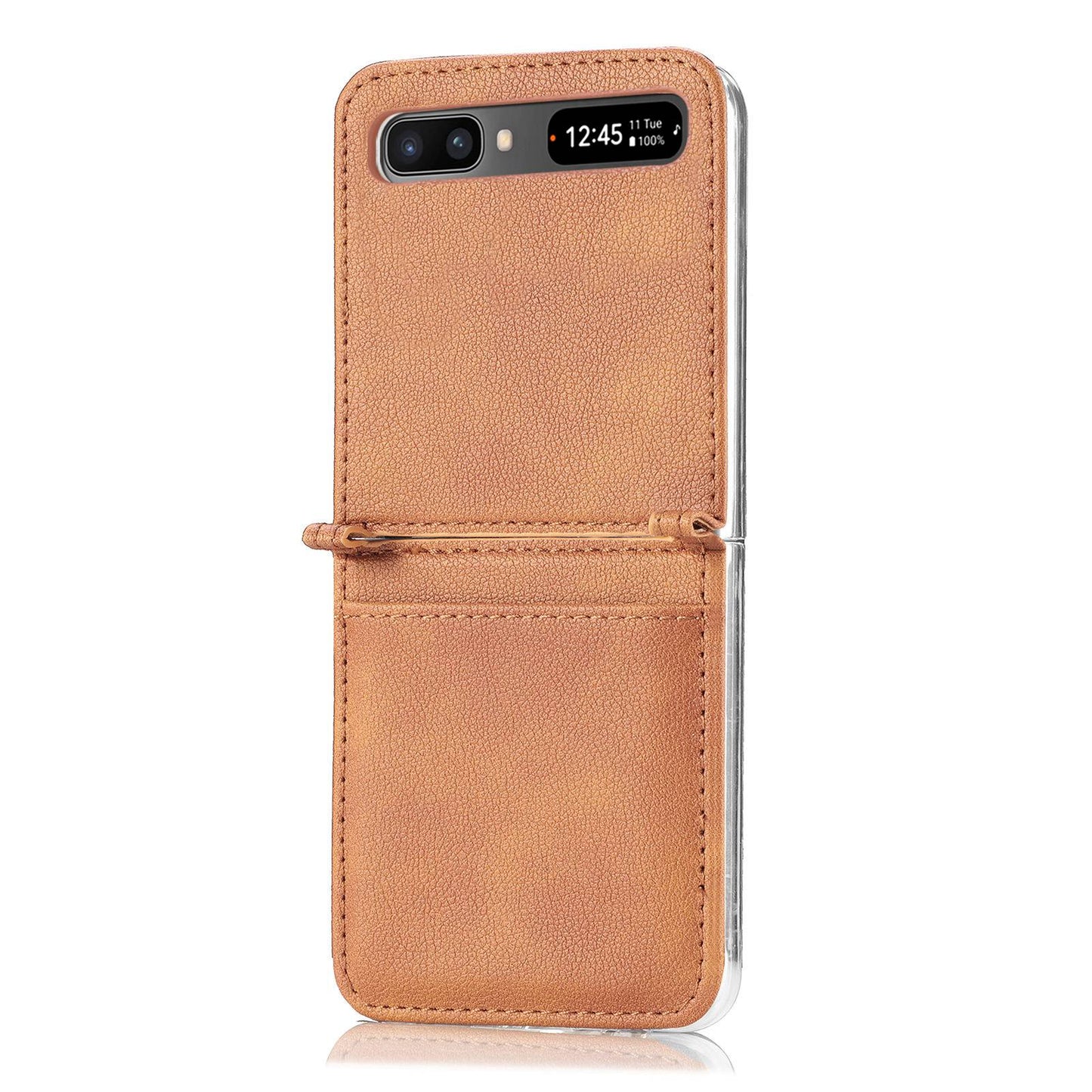 For Samsung Galaxy Z Flip 5G Ultra Slim Phone Case Drop-proof PU Leather Coated PC Phone Cover Card Holder