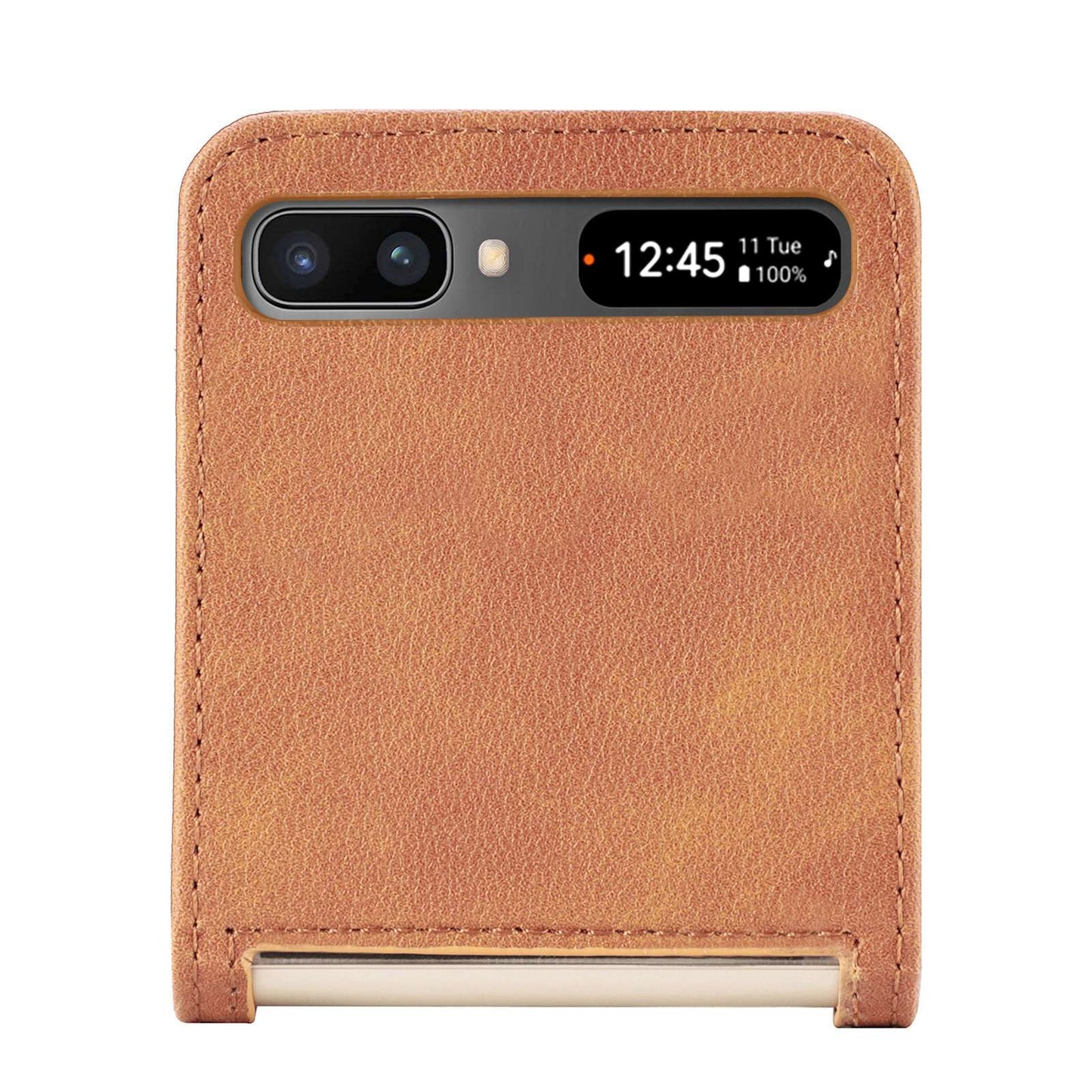 For Samsung Galaxy Z Flip 5G Ultra Slim Phone Case Drop-proof PU Leather Coated PC Phone Cover Card Holder