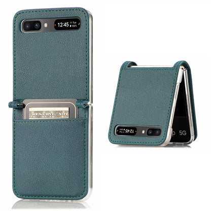 For Samsung Galaxy Z Flip 5G Ultra Slim Phone Case Drop-proof PU Leather Coated PC Phone Cover Card Holder