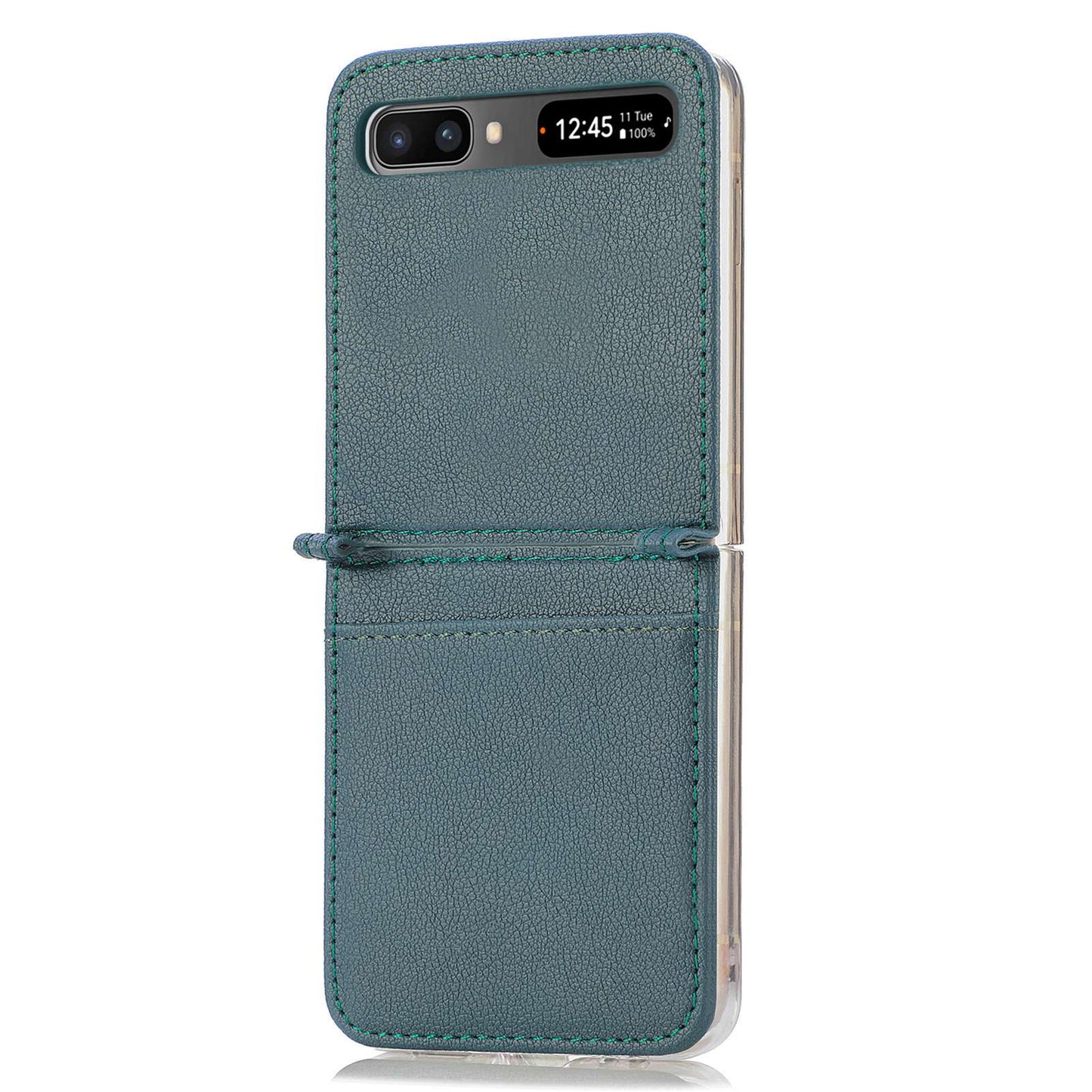 For Samsung Galaxy Z Flip 5G Ultra Slim Phone Case Drop-proof PU Leather Coated PC Phone Cover Card Holder