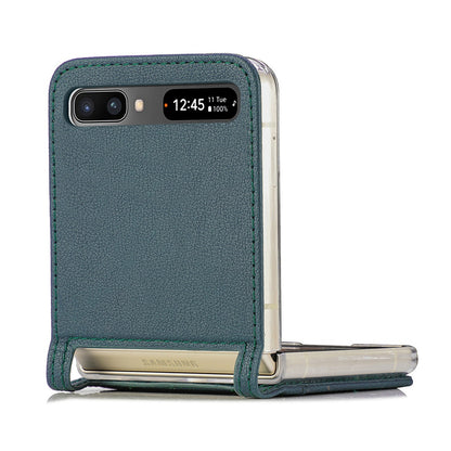 For Samsung Galaxy Z Flip 5G Ultra Slim Phone Case Drop-proof PU Leather Coated PC Phone Cover Card Holder