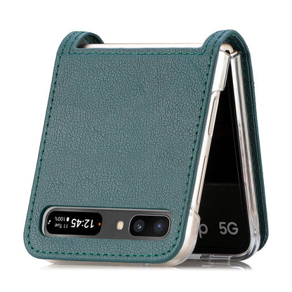 For Samsung Galaxy Z Flip 5G Ultra Slim Phone Case Drop-proof PU Leather Coated PC Phone Cover Card Holder