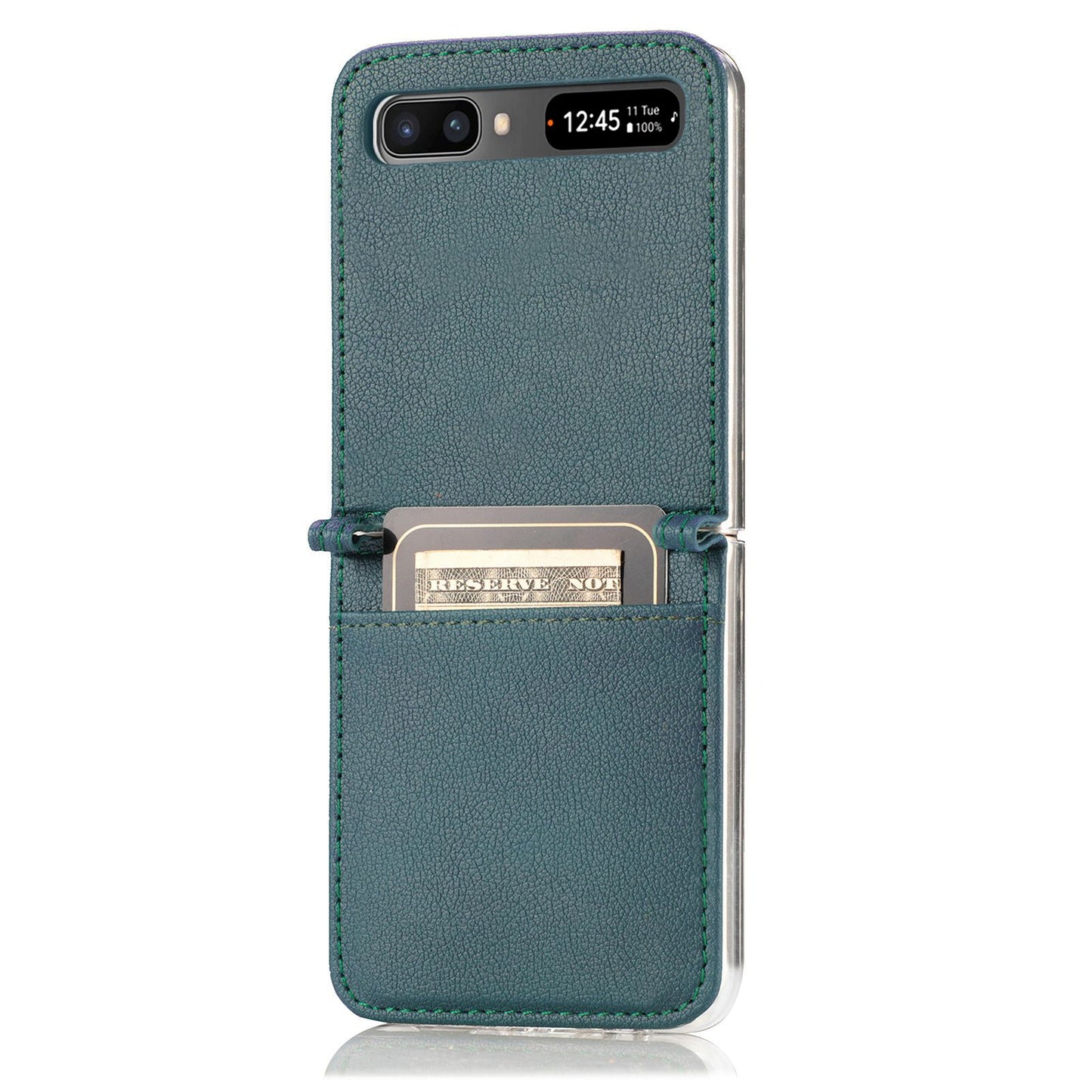 For Samsung Galaxy Z Flip 5G Ultra Slim Phone Case Drop-proof PU Leather Coated PC Phone Cover Card Holder