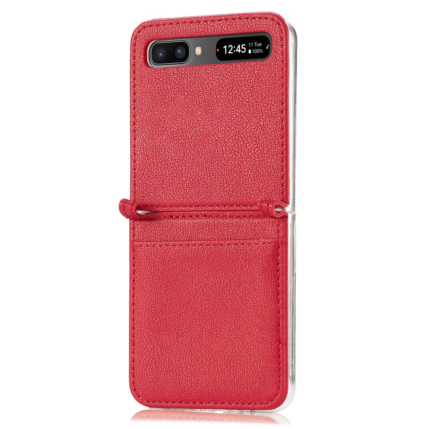 For Samsung Galaxy Z Flip 5G Ultra Slim Phone Case Drop-proof PU Leather Coated PC Phone Cover Card Holder