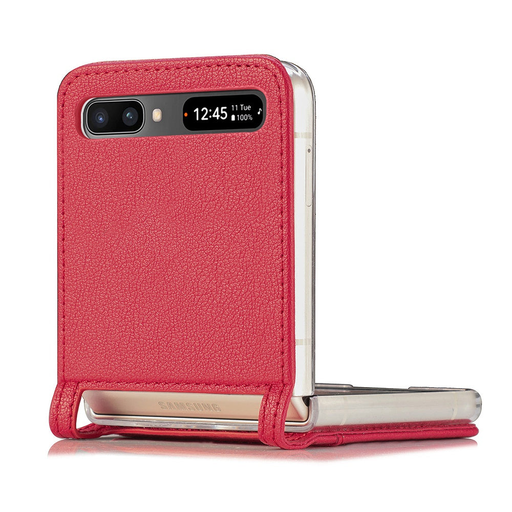 For Samsung Galaxy Z Flip 5G Ultra Slim Phone Case Drop-proof PU Leather Coated PC Phone Cover Card Holder