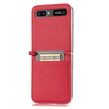 For Samsung Galaxy Z Flip 5G Ultra Slim Phone Case Drop-proof PU Leather Coated PC Phone Cover Card Holder