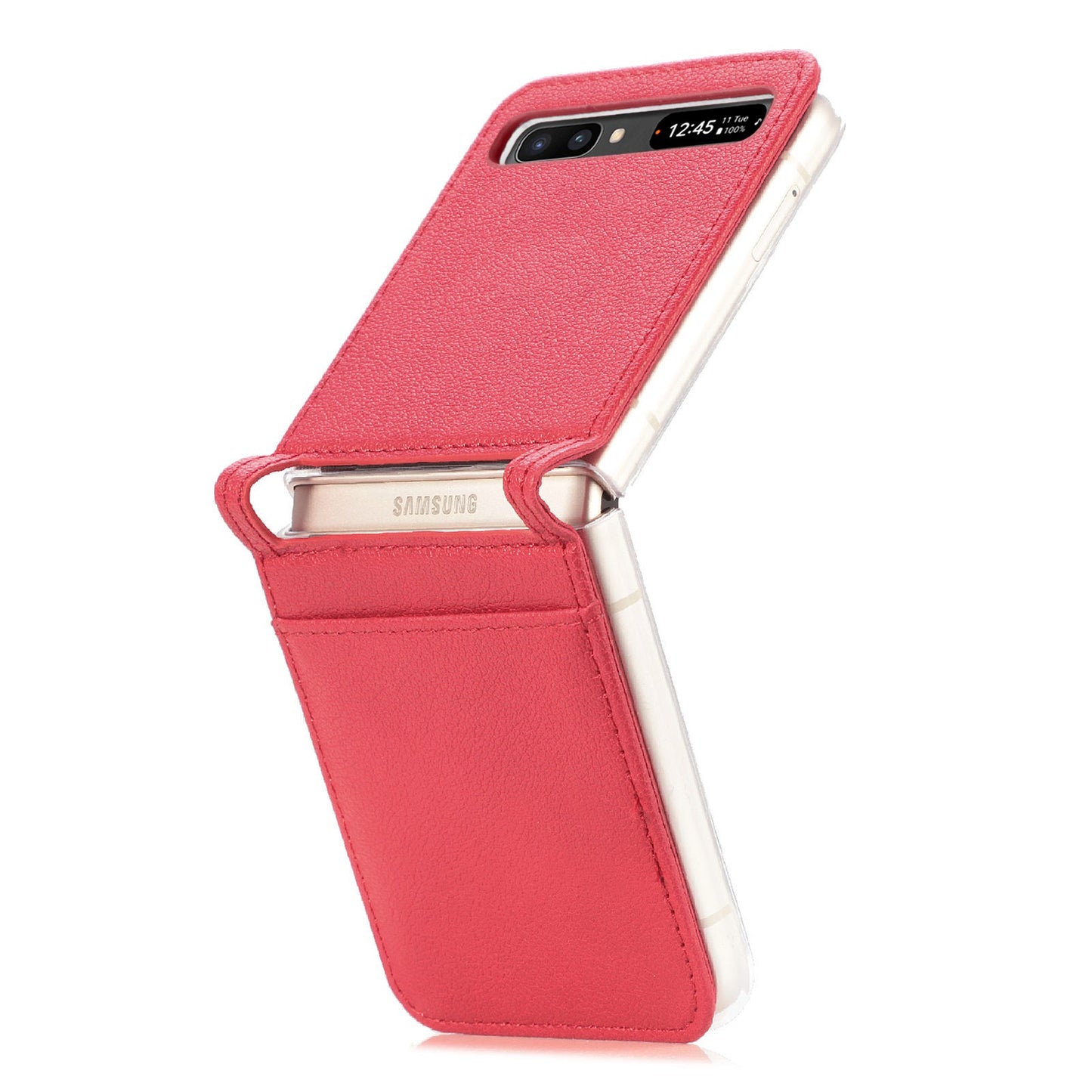 For Samsung Galaxy Z Flip 5G Ultra Slim Phone Case Drop-proof PU Leather Coated PC Phone Cover Card Holder