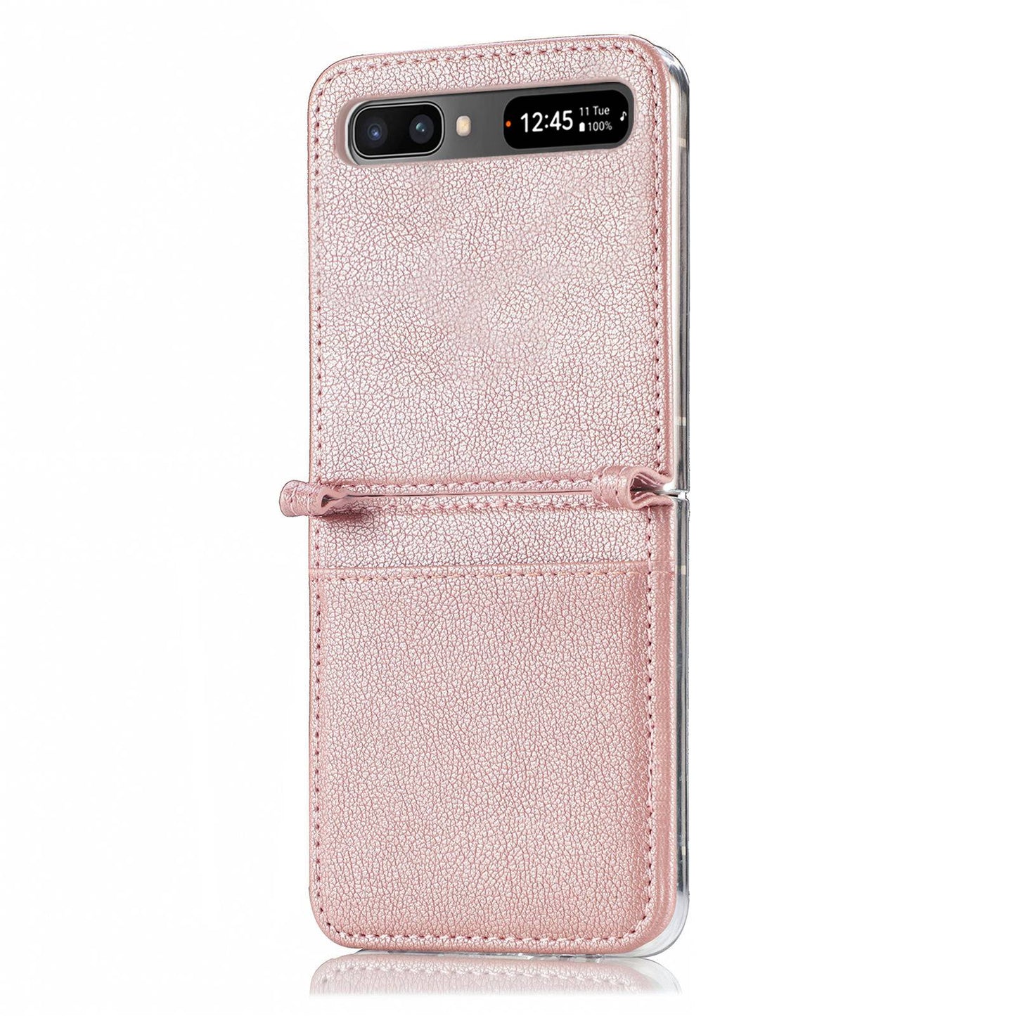 For Samsung Galaxy Z Flip 5G Ultra Slim Phone Case Drop-proof PU Leather Coated PC Phone Cover Card Holder