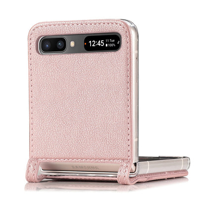 For Samsung Galaxy Z Flip 5G Ultra Slim Phone Case Drop-proof PU Leather Coated PC Phone Cover Card Holder