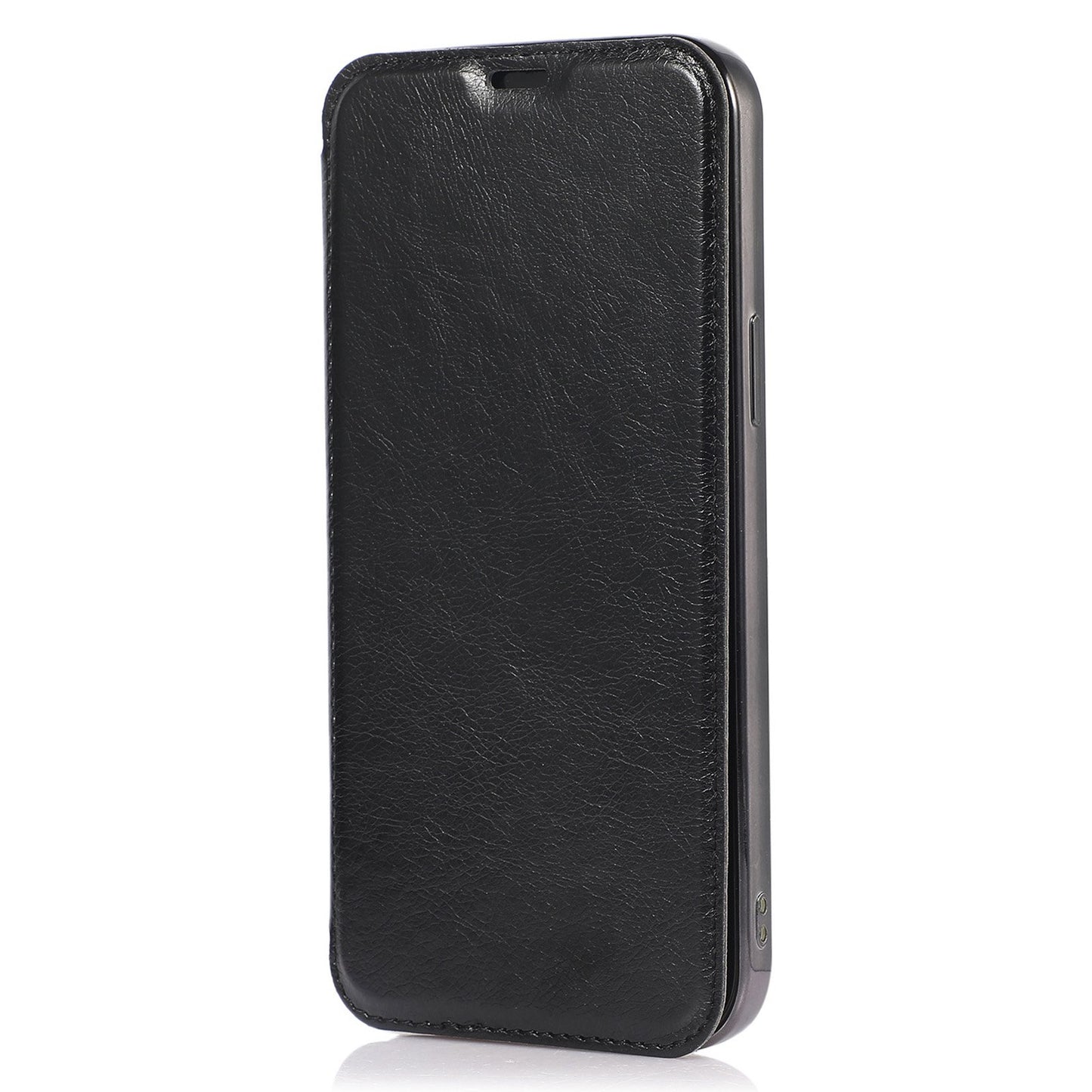 For iPhone 14 6.1 inch PU Leather Flip Case Transparent TPU Back Stand Function Electroplating Cover with Card Holder