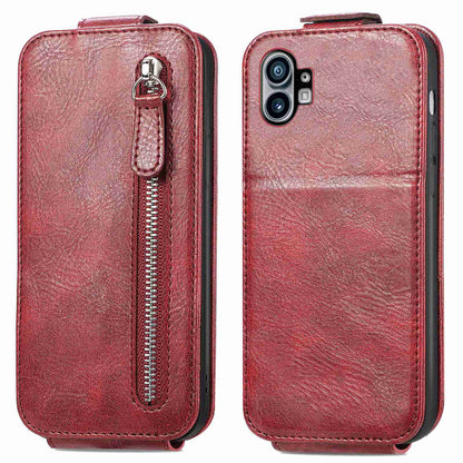 For Nothing phone (1) 5G PU Leather Zipper Vertical Flip Wallet Case Magnetic Closure Stand Protective Cover