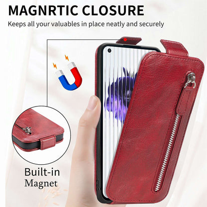 For Nothing phone (1) 5G PU Leather Zipper Vertical Flip Wallet Case Magnetic Closure Stand Protective Cover