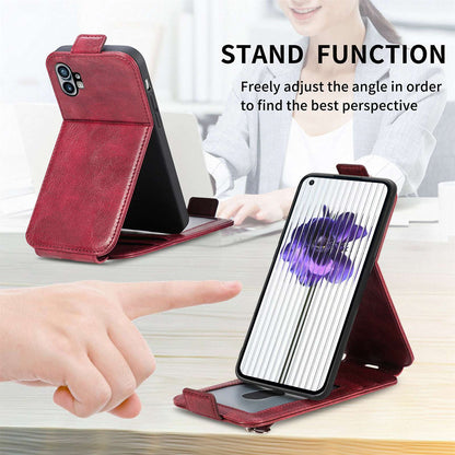 For Nothing phone (1) 5G PU Leather Zipper Vertical Flip Wallet Case Magnetic Closure Stand Protective Cover