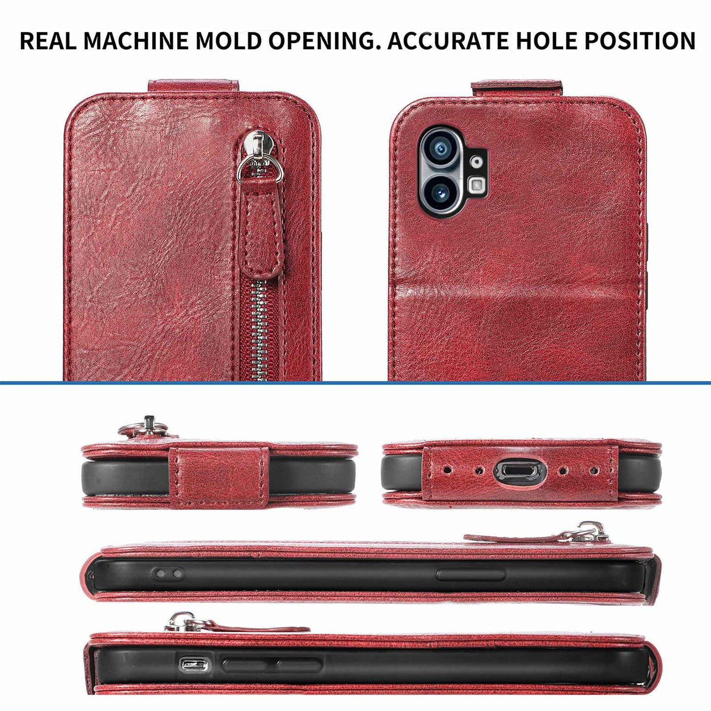 For Nothing phone (1) 5G PU Leather Zipper Vertical Flip Wallet Case Magnetic Closure Stand Protective Cover