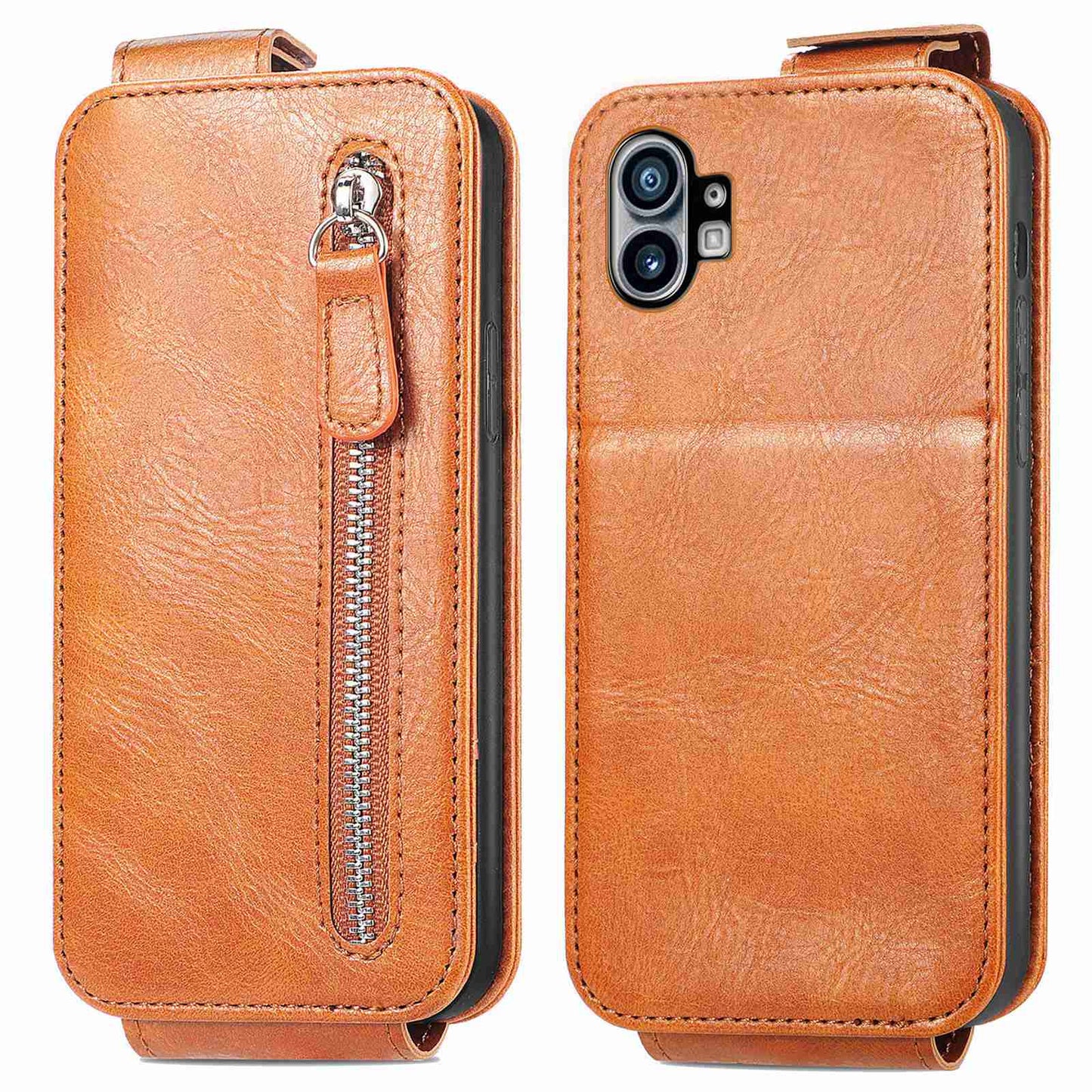 For Nothing phone (1) 5G PU Leather Zipper Vertical Flip Wallet Case Magnetic Closure Stand Protective Cover