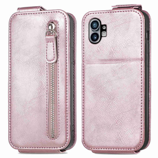 For Nothing phone (1) 5G PU Leather Zipper Vertical Flip Wallet Case Magnetic Closure Stand Protective Cover