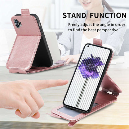 For Nothing phone (1) 5G PU Leather Zipper Vertical Flip Wallet Case Magnetic Closure Stand Protective Cover