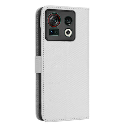 Shockproof Phone Wallet Case For ZTE nubia Z40S Pro 5G Diamond Texture PU Leather Cell Phone Cover with Strap