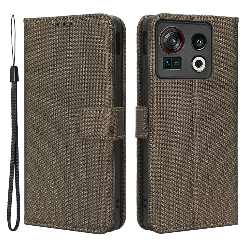 Shockproof Phone Wallet Case For ZTE nubia Z40S Pro 5G Diamond Texture PU Leather Cell Phone Cover with Strap