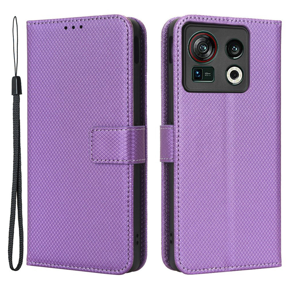 Shockproof Phone Wallet Case For ZTE nubia Z40S Pro 5G Diamond Texture PU Leather Cell Phone Cover with Strap