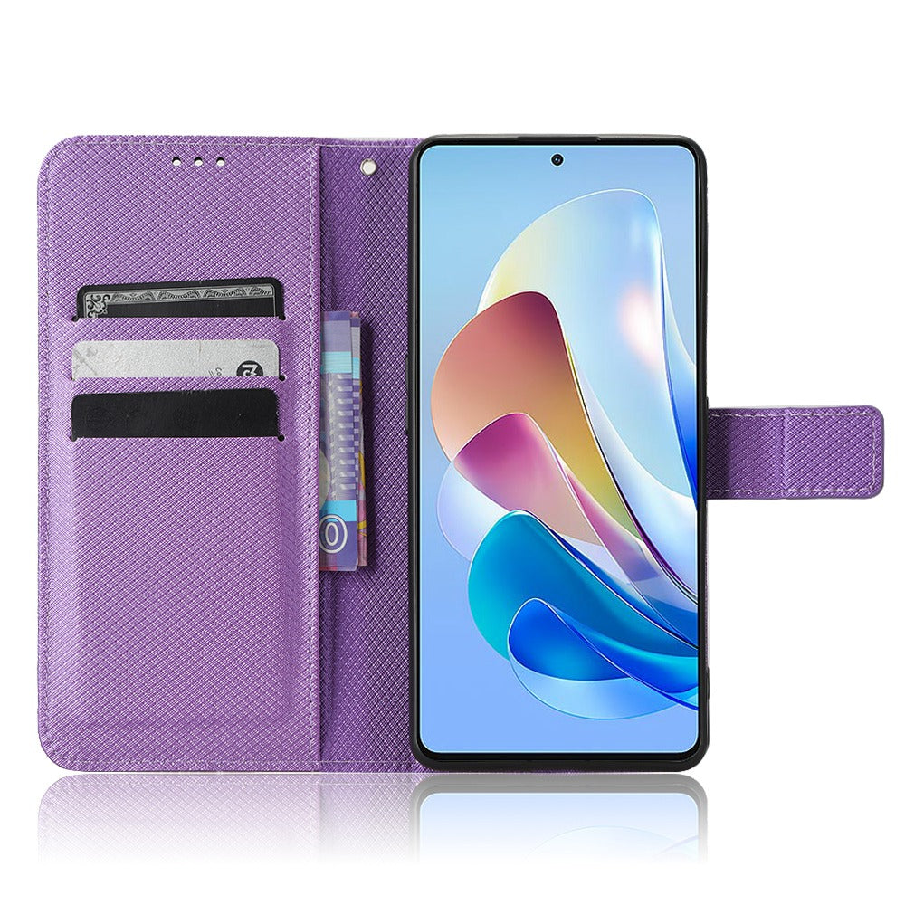 Shockproof Phone Wallet Case For ZTE nubia Z40S Pro 5G Diamond Texture PU Leather Cell Phone Cover with Strap