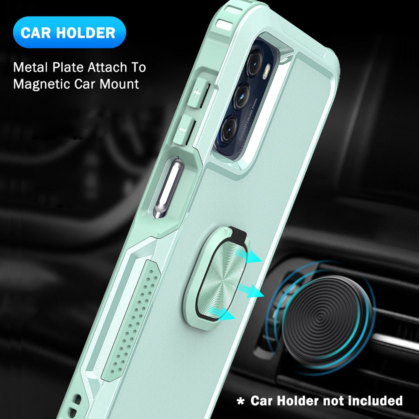 For Motorola Moto G 5G (2022) 3-in-1 PC + Silicone Anti-drop Phone Case Protective Back Cover with Rotatable Ring Kickstand