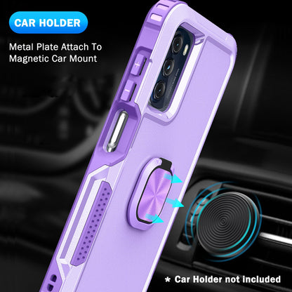 For Motorola Moto G 5G (2022) 3-in-1 PC + Silicone Anti-drop Phone Case Protective Back Cover with Rotatable Ring Kickstand