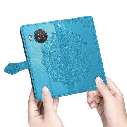 For Nokia X10 5G / X20 5G PU Leather Flip Phone Case Mandala Pattern Embossed Magnetic Closure Stand Folio Wallet Cover with Strap