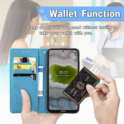 For Nokia X10 5G / X20 5G PU Leather Flip Phone Case Mandala Pattern Embossed Magnetic Closure Stand Folio Wallet Cover with Strap