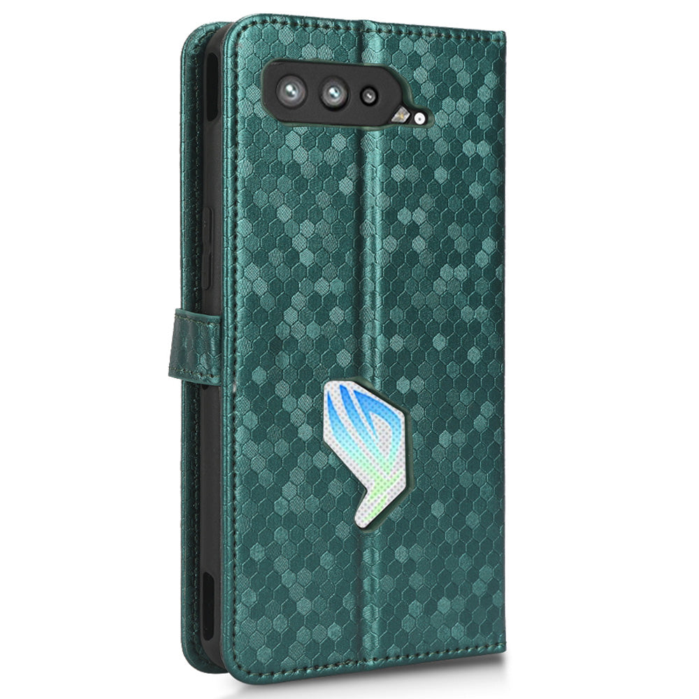 Dot Pattern Imprinted Case for Asus ROG Phone 5, PU Leather Stand Wallet Well-protected Phone Cover