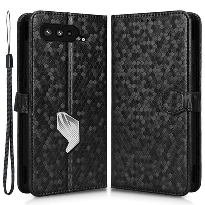 Dot Pattern Imprinted Case for Asus ROG Phone 5, PU Leather Stand Wallet Well-protected Phone Cover