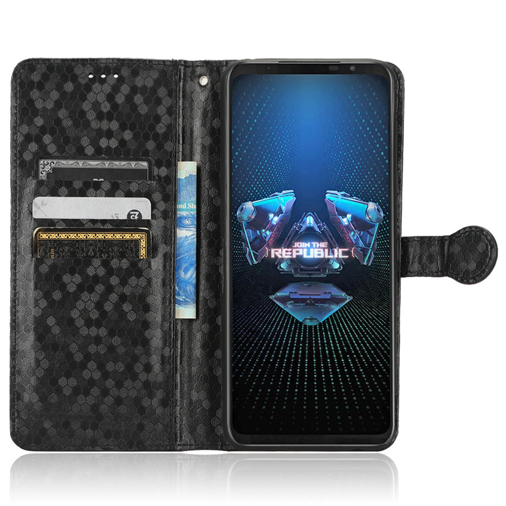 Dot Pattern Imprinted Case for Asus ROG Phone 5, PU Leather Stand Wallet Well-protected Phone Cover