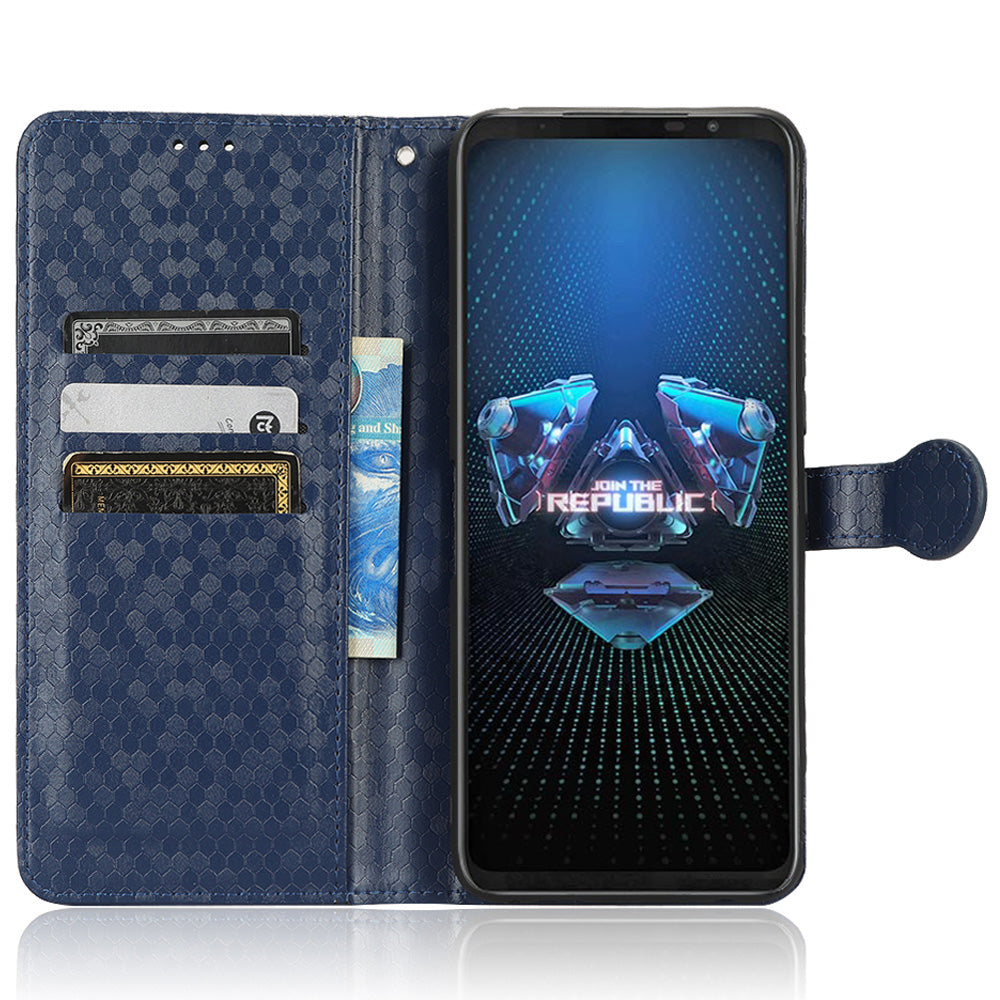 Dot Pattern Imprinted Case for Asus ROG Phone 5, PU Leather Stand Wallet Well-protected Phone Cover