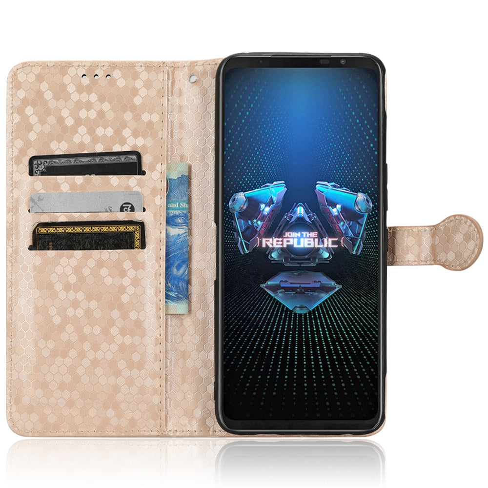 Dot Pattern Imprinted Case for Asus ROG Phone 5, PU Leather Stand Wallet Well-protected Phone Cover